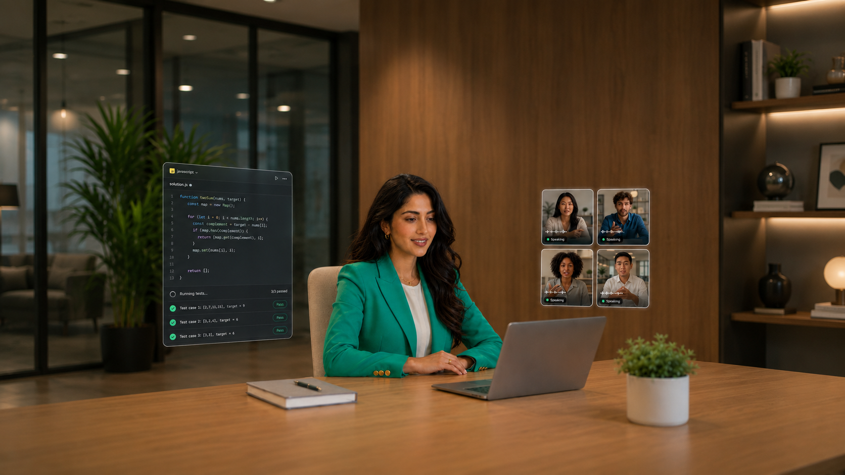 Zara, the AI technical interviewer, reviewing code while running skills interviews
